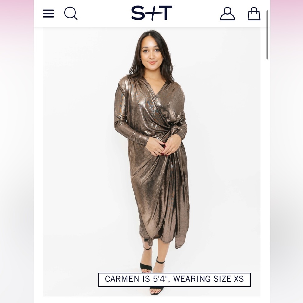 Smash + Tess confidence midi wrap in Gold- Size small